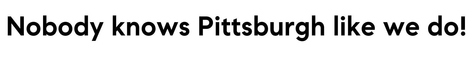 A text banner showcasing Pittsburgh