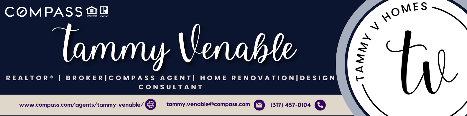 A text banner for Compass agent home renovation design consultancy.