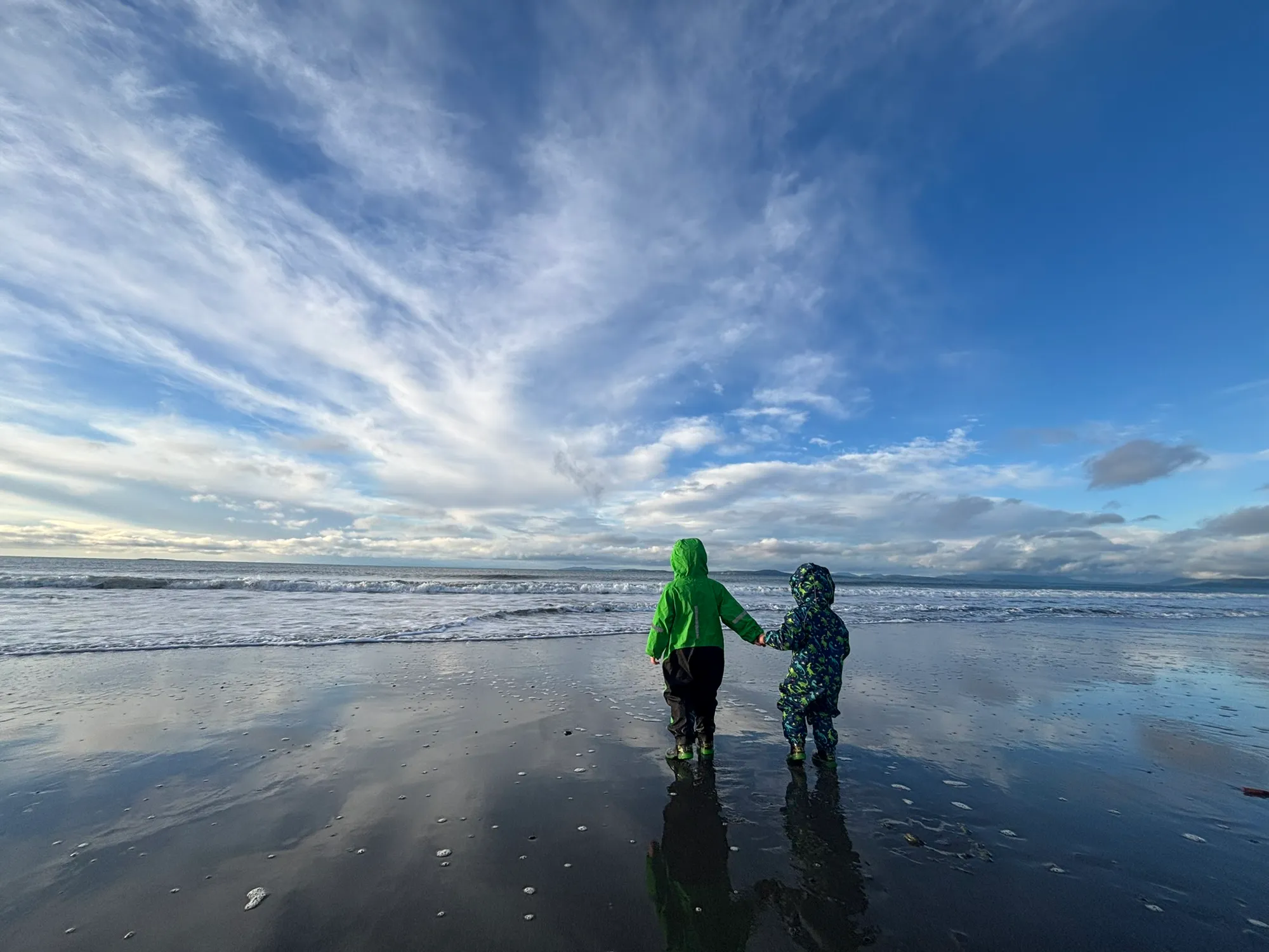 My children on West Beach in Oak Harbor