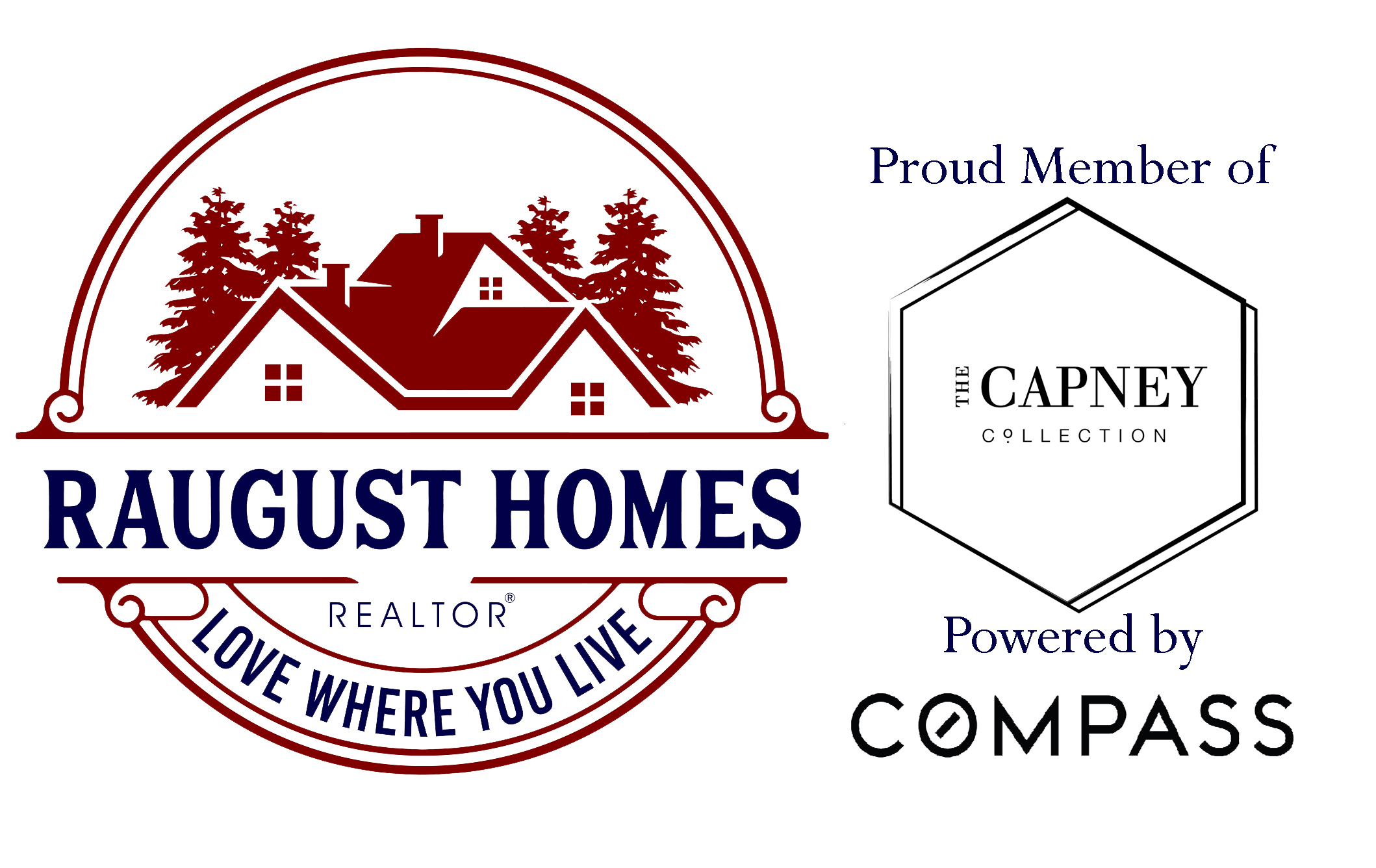 A text banner describing CAPNEYRAUGUST HOMES and mentioning Proud Member and WHERE YOU COMPASS.