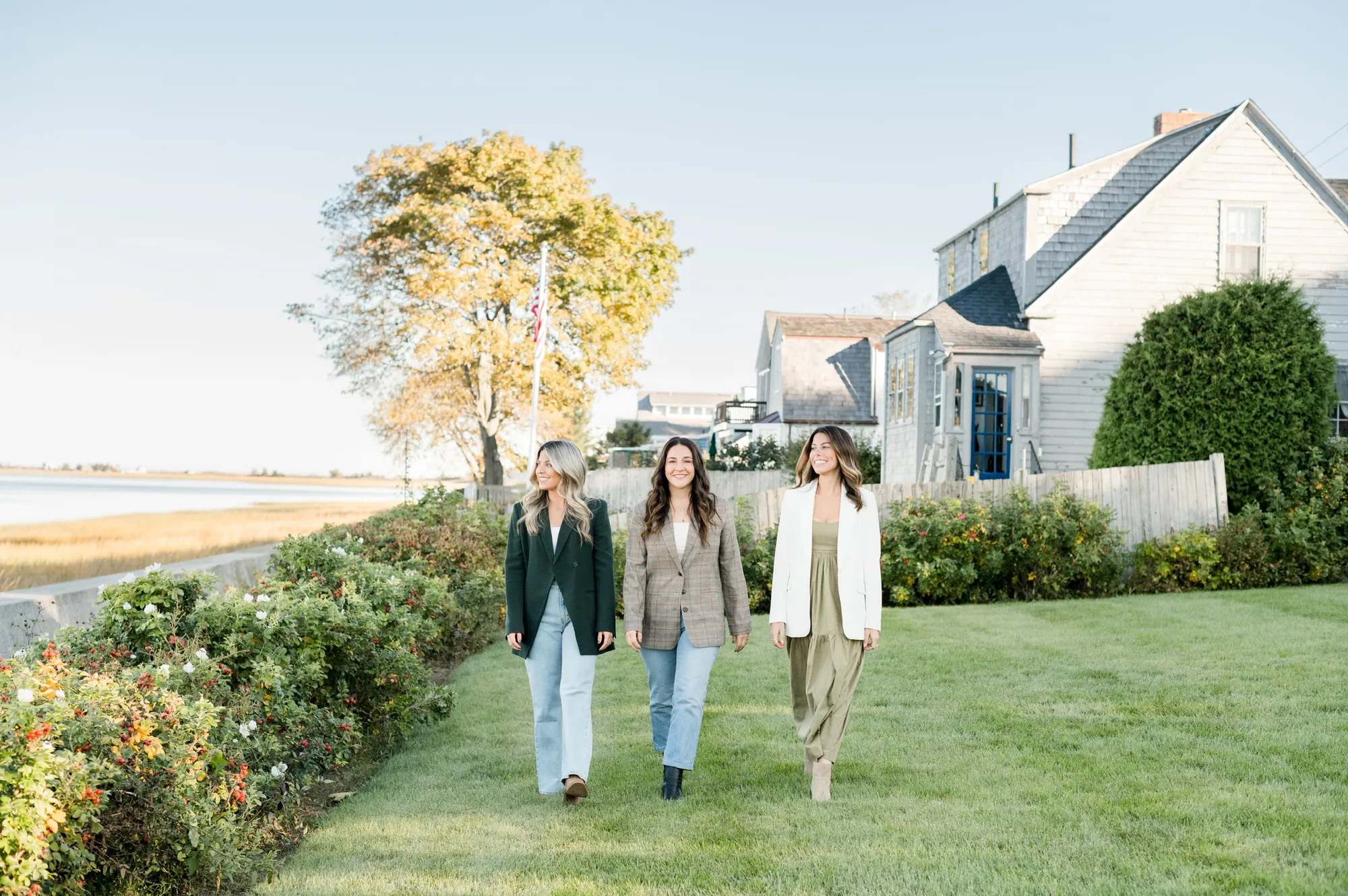 People standing in front of a house