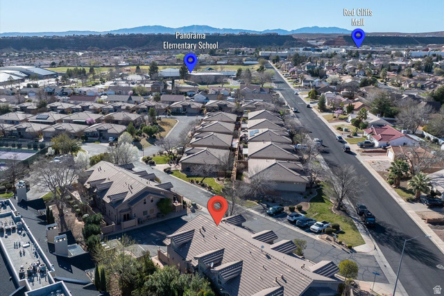 345 North 2450th Street East, Unit 152 St. George, UT 84790 - Photo 33 of 40 Aerial view of residential area featuring mountains