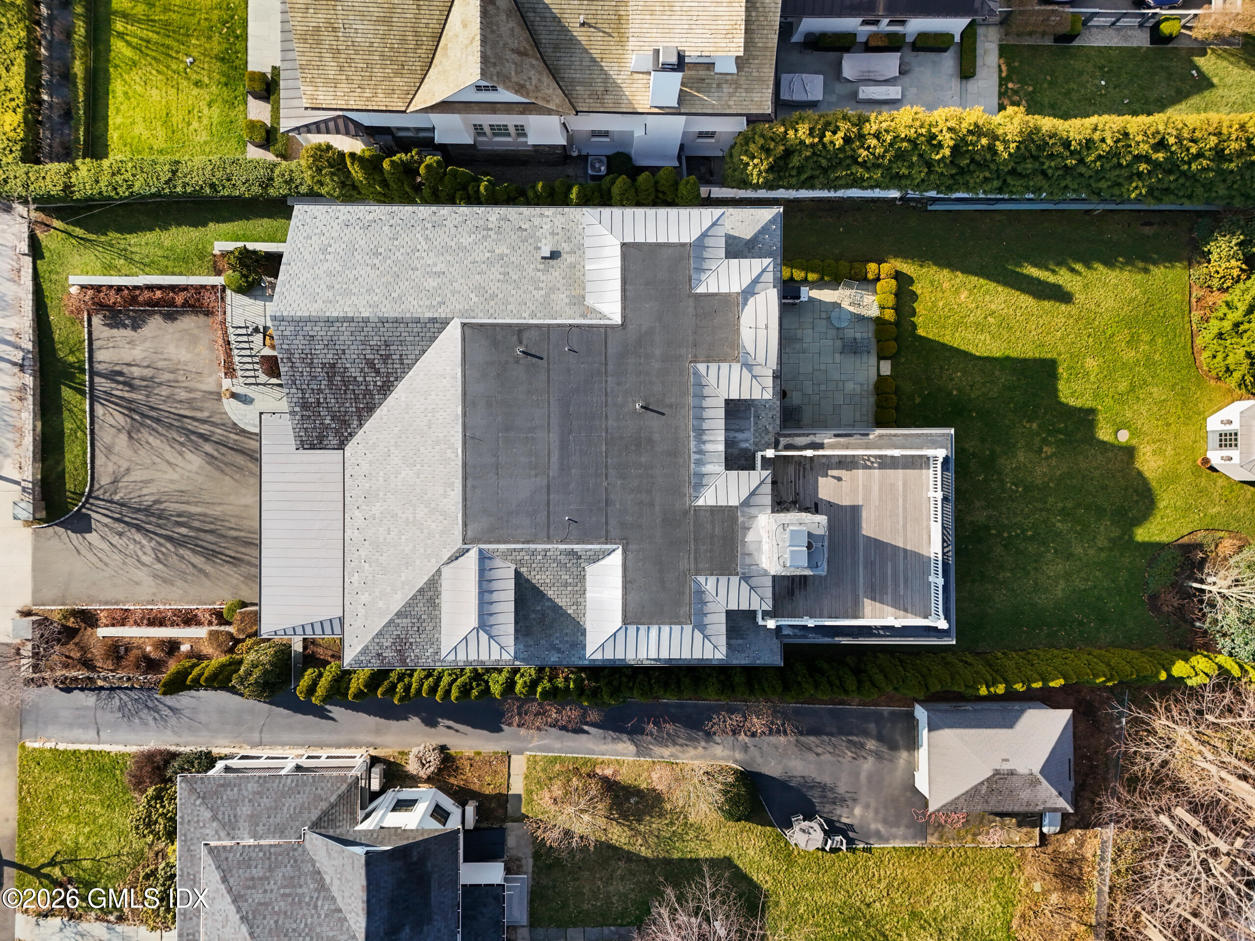 52 Ridge Street Greenwich, CT 06830 - Photo 8 of 8 an aerial view of a house with swimming pool and outdoor space