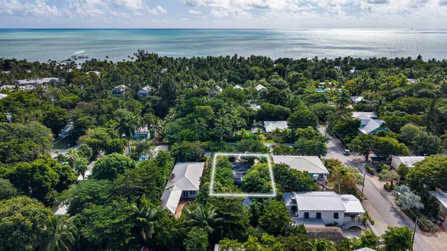 a view of a garden with an ocean