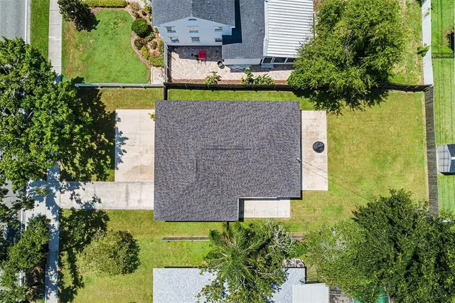 an aerial view of a house