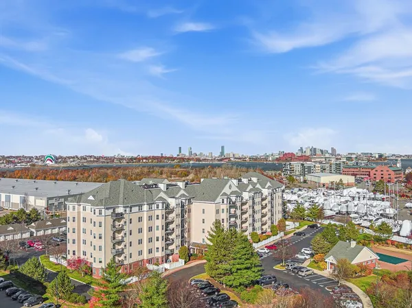 a view of a city and ocean view