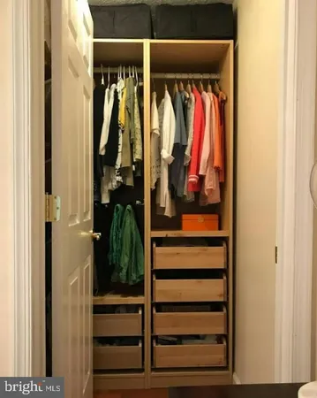 a close view of walk in closet