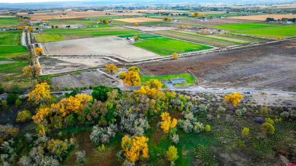 an aerial view of a yard