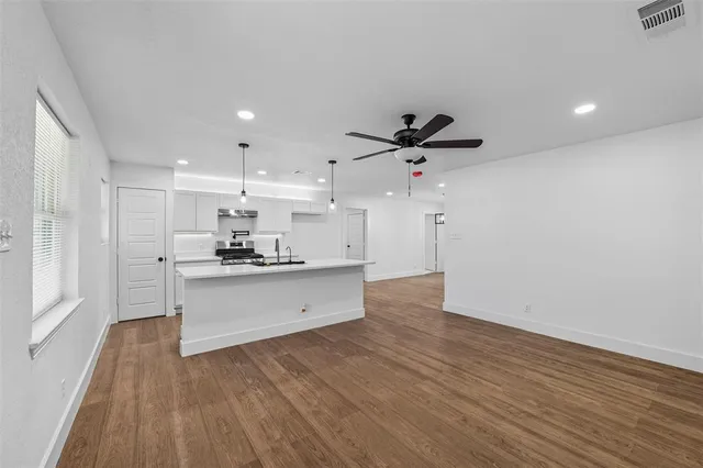 a view of outdoor space with trees all around