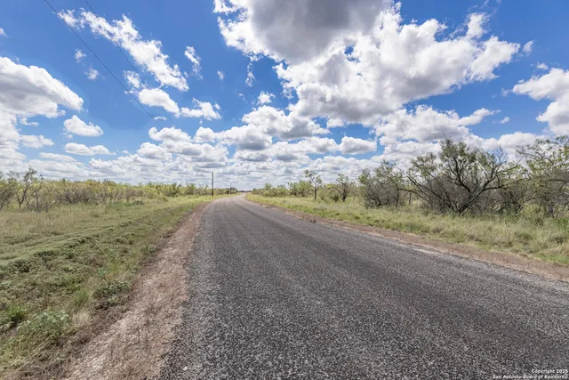 a view of a dry yard with wooden fence