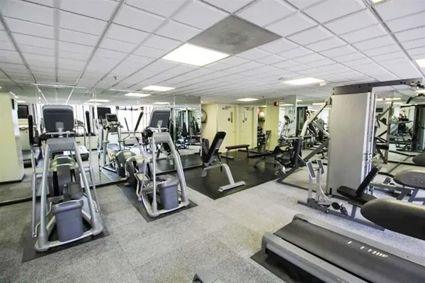 a view of a room with gym equipment