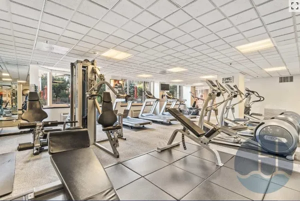 a view of a room with gym equipment