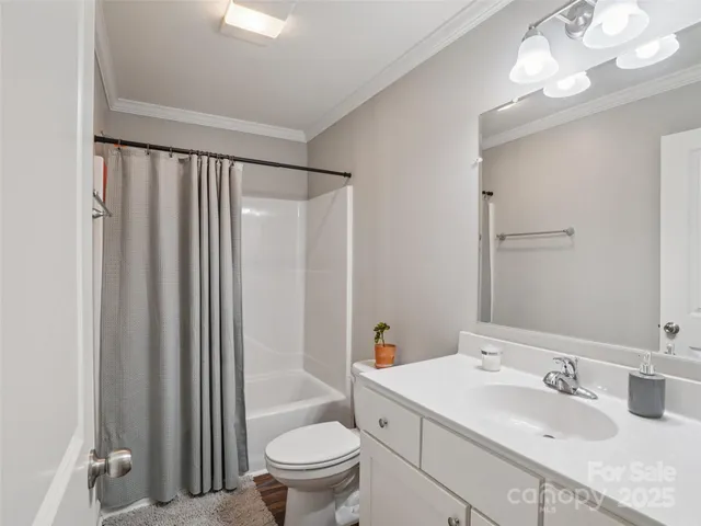 a bathroom with a sink toilet vanity and shower