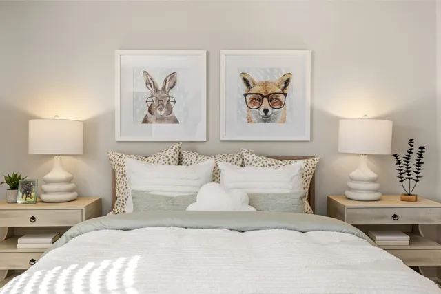 a spacious bedroom with a bed and a window