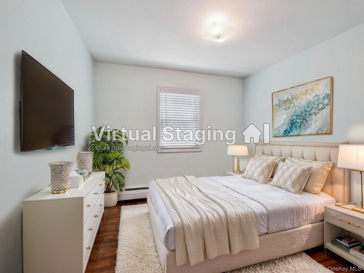 247 Woods Road North Babylon, NY 11703 - Photo 18 of 43 a bedroom with a bed and a flat screen tv