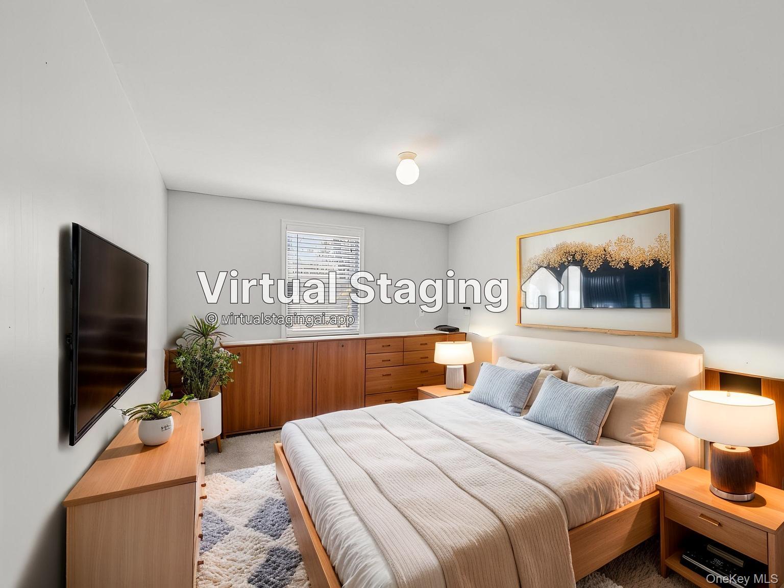 247 Woods Road North Babylon, NY 11703 - Photo 26 of 43 a bedroom with a bed and a flat screen tv