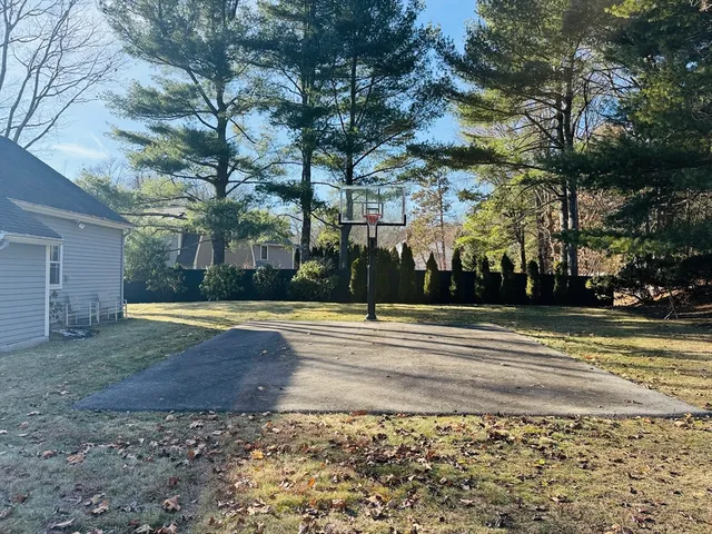 a view of a yard in front of a house