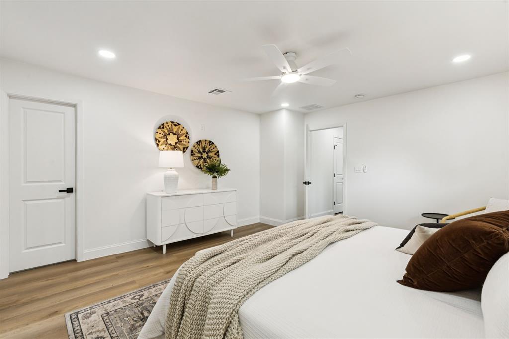 311 High Brook Drive Richardson, TX 75080 - Photo 15 of 26 Bedroom with recessed lighting, a ceiling fan, and wood finished floors
