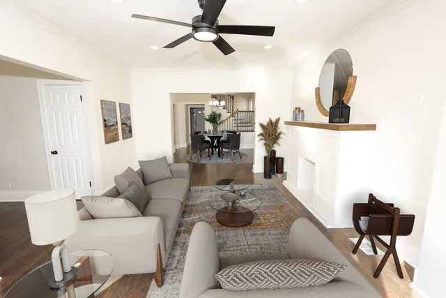 a living room with furniture