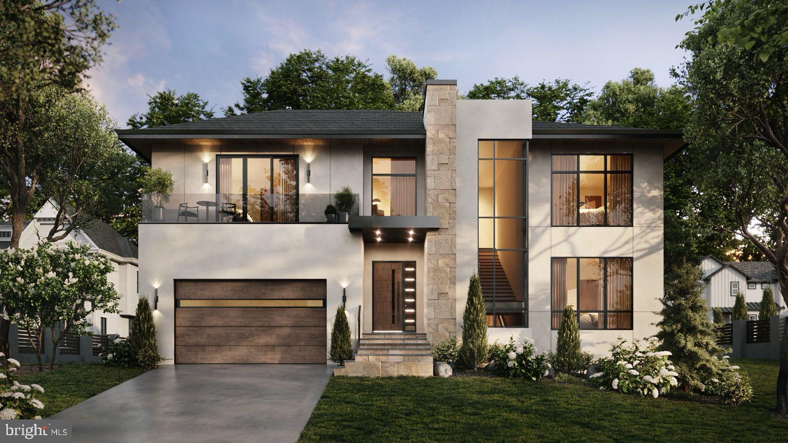 front view of a house with a garden