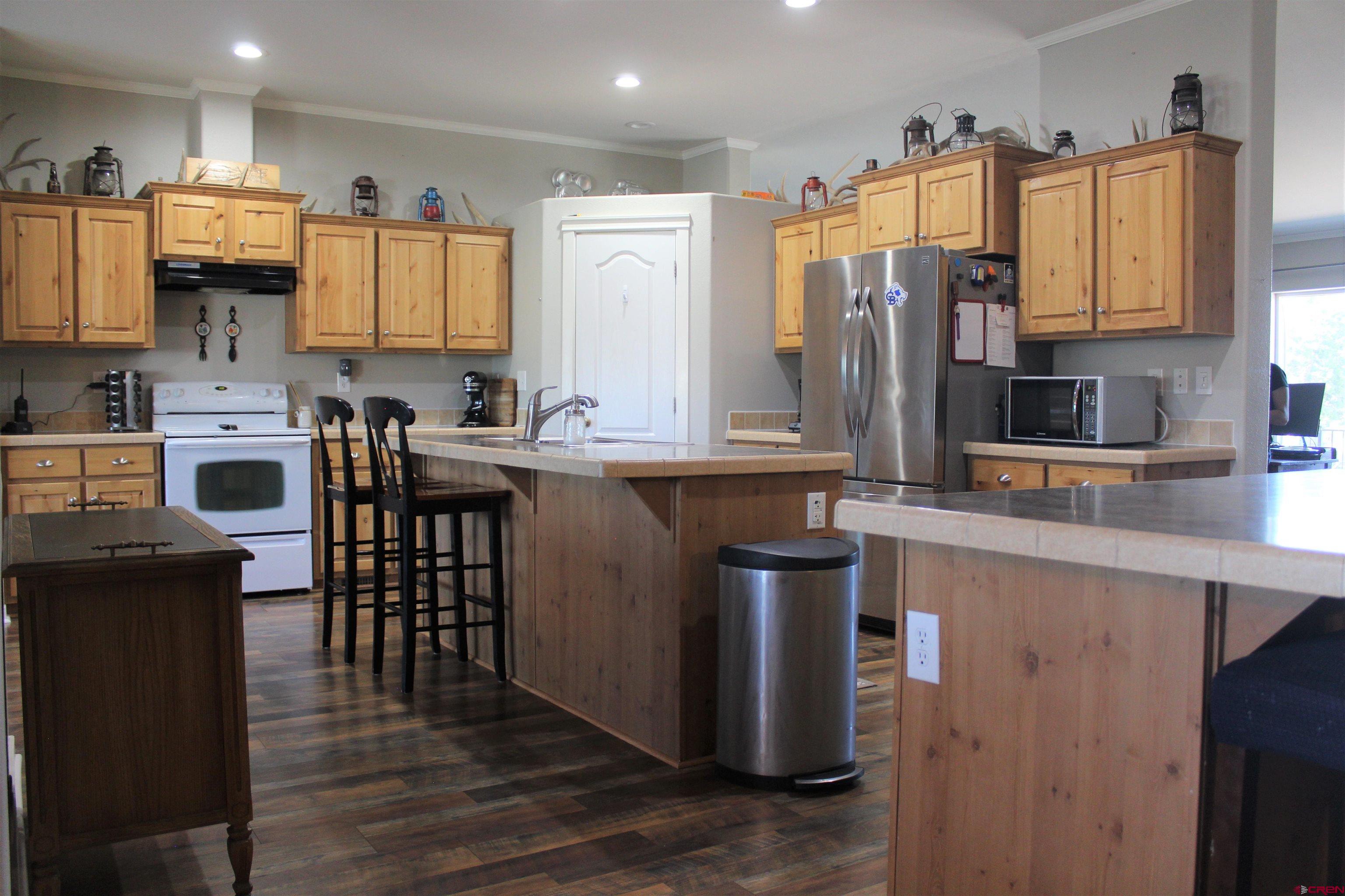 16875 Ember Road Cedaredge, CO 81413 - Photo 12 of 31 a kitchen with stainless steel appliances a sink stove and refrigerator