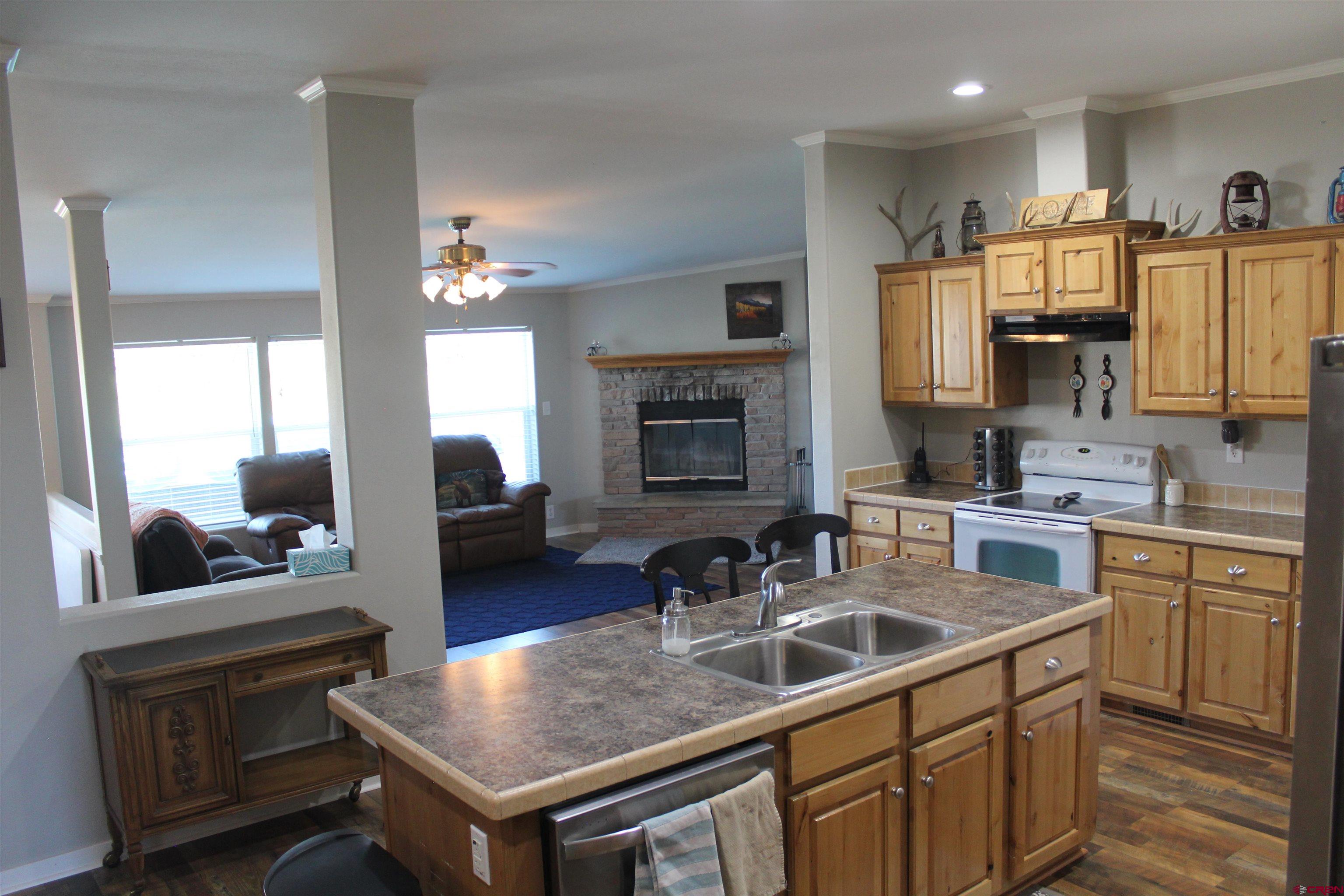 16875 Ember Road Cedaredge, CO 81413 - Photo 10 of 31 a kitchen with stainless steel appliances granite countertop a sink dishwasher stove and refrigerator