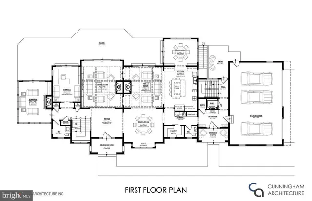 a black and white photo of a living room