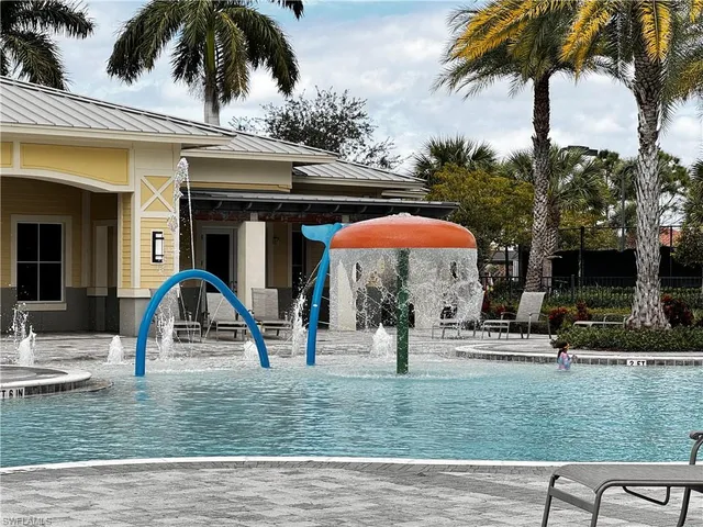 a view of a park with slide