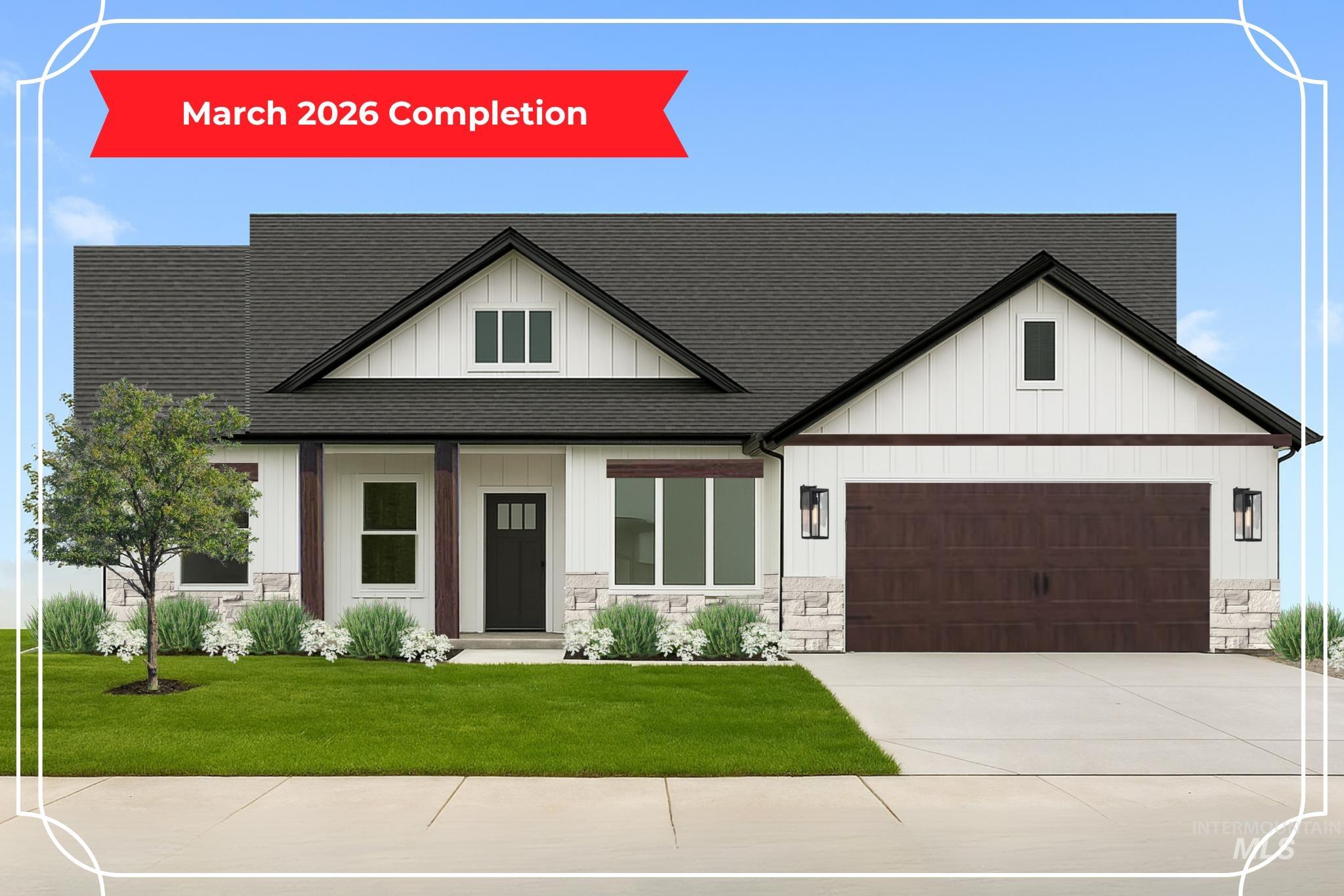 965 Adamite Road Kimberly, ID 83341 - Photo 1 of 3 Modern farmhouse featuring a shingled roof, a porch, stone siding, and a front lawn