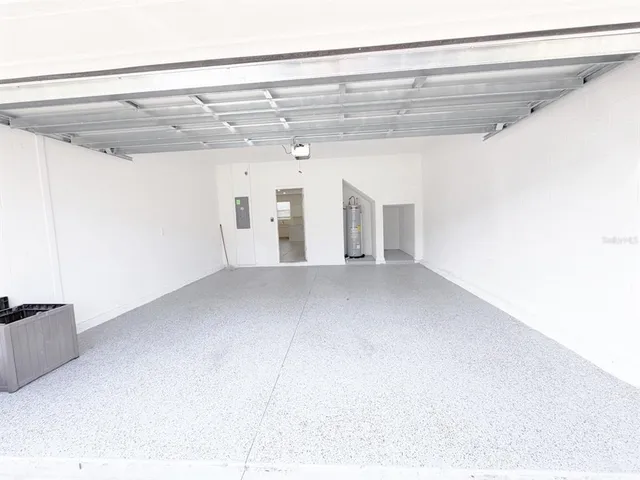 a view of a room with windows