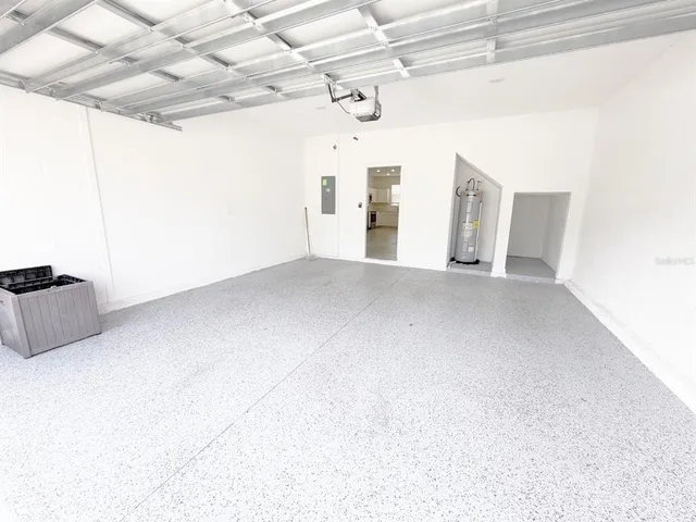 a view of a room with garage