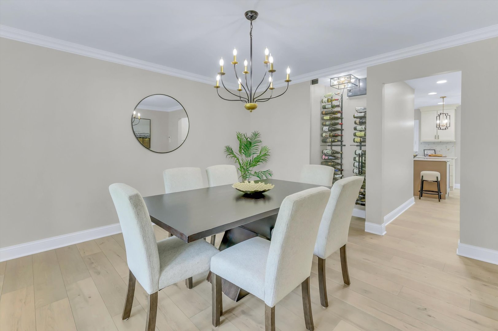 967 West Bauer Road Naperville, IL 60563 - Photo 7 of 37 a dining room with furniture a chandelier and wooden floor