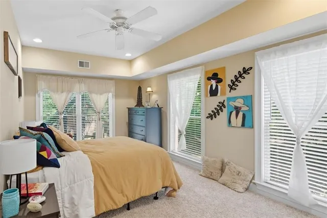 a backyard of a house with lots of green space