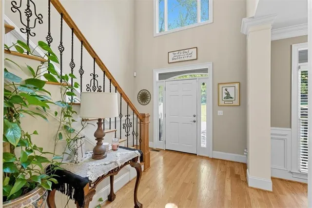 a living room with furniture or fireplace and a large window
