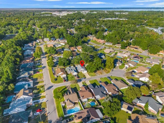 a view of a yard with an umbrella
