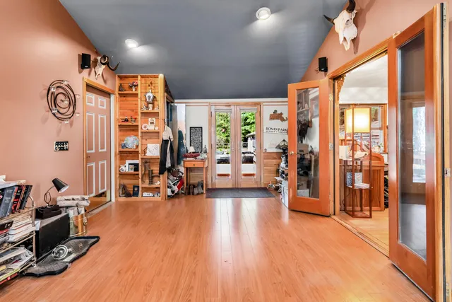 a view of a room with gym equipment