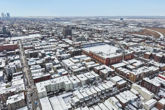 an aerial view of a city