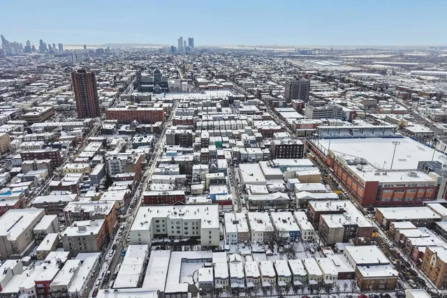 an aerial view of a city