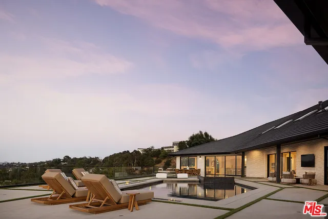 a view of a terrace with a bench