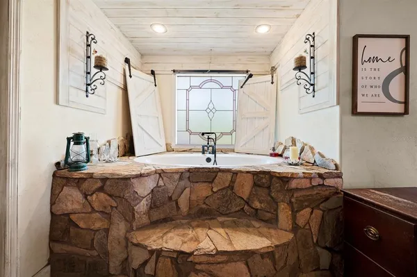 a dining room with table and chair