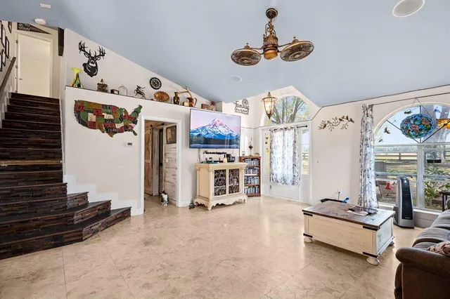 a living room with furniture