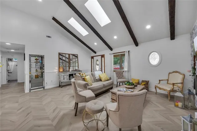 a living room with furniture