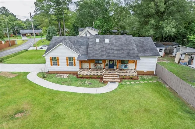 an aerial view of a house