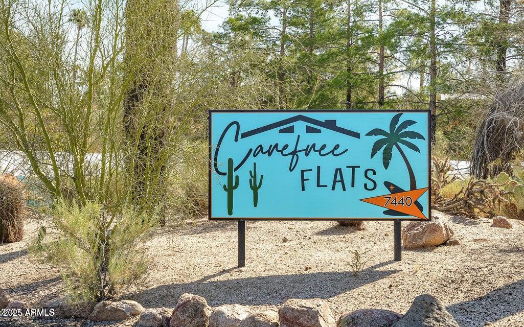 7440 East Cave Creek Road, Unit 6 Carefree, AZ 85377 - Photo 18 of 46 a sign that is on the side of the road