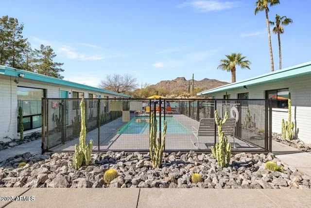 a view of a park with a slide