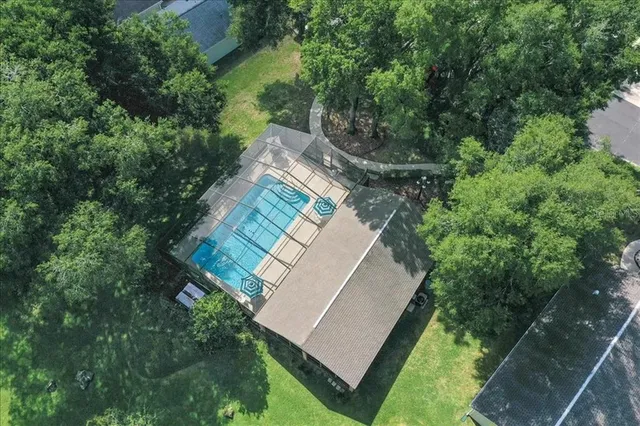 an aerial view of a house
