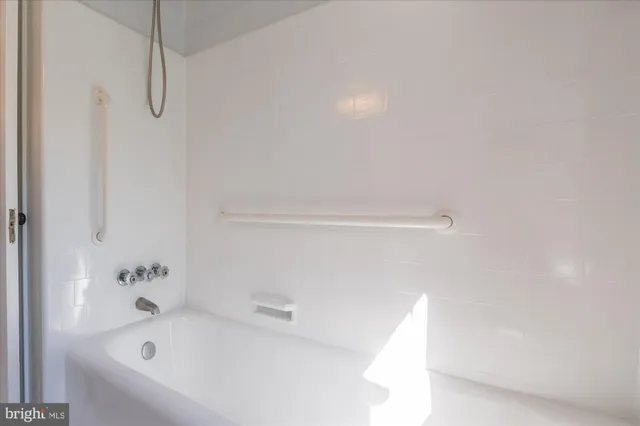 a bathroom with a bathtub