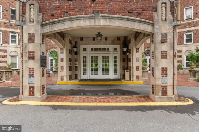a view of a building with a porch