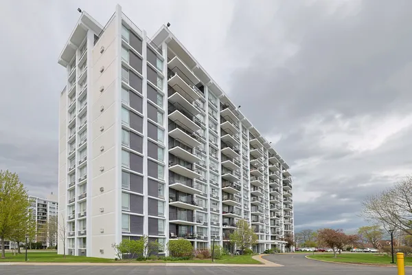 a front view of a building