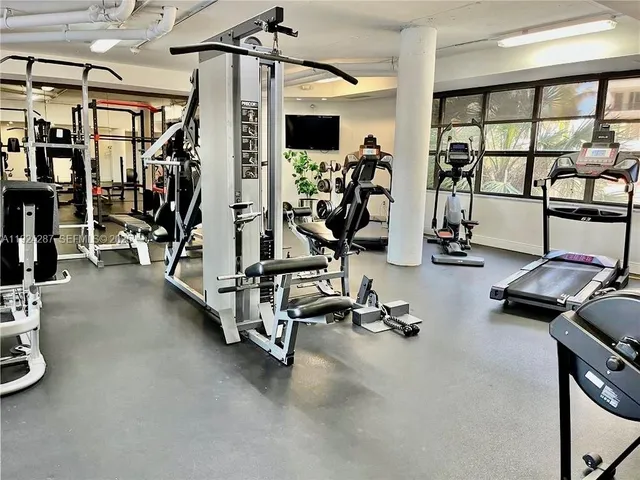 a view of a room with gym equipment